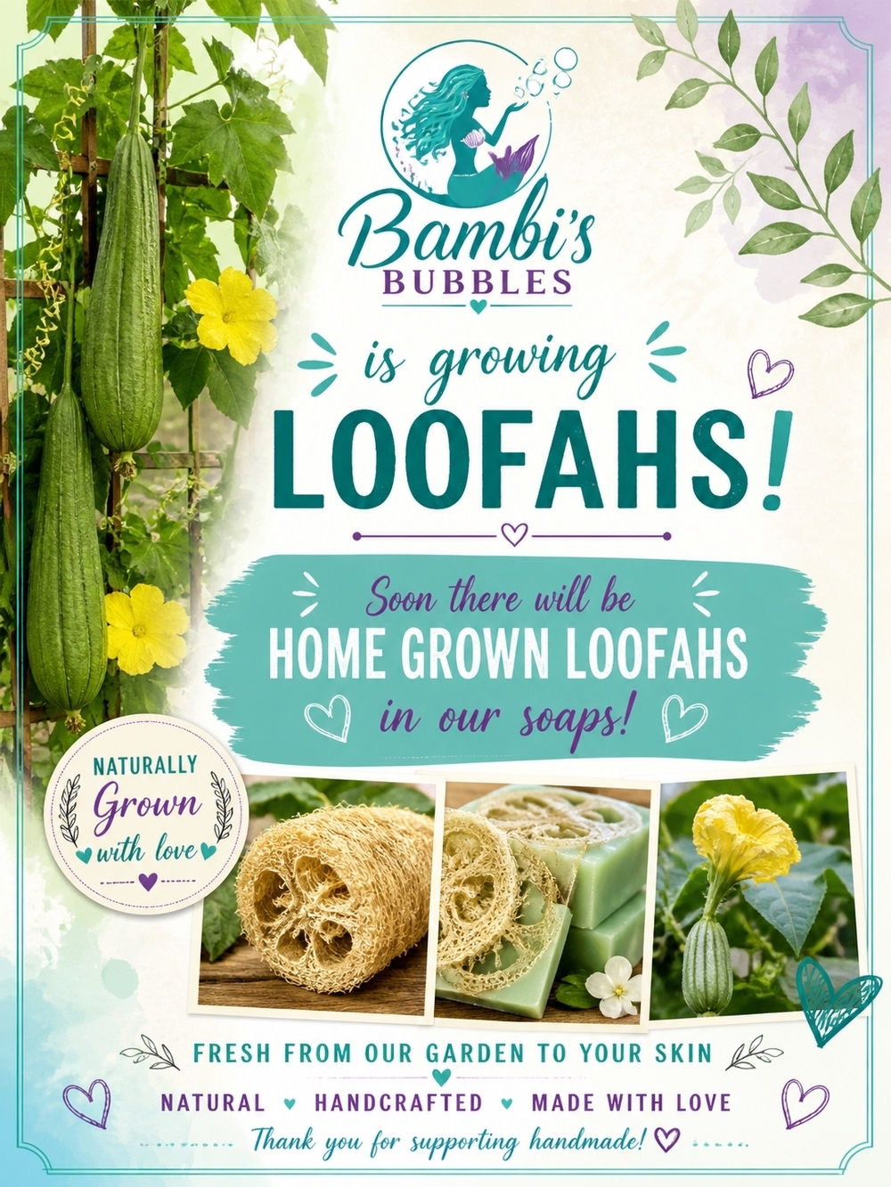 Bambi's Bubbles Is Growing Loofahs- Soon Home Grown Loofahs Will Be In The Soaps